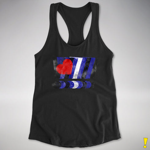 Distressed Leather Pride Exclamation Points Racerback Tank